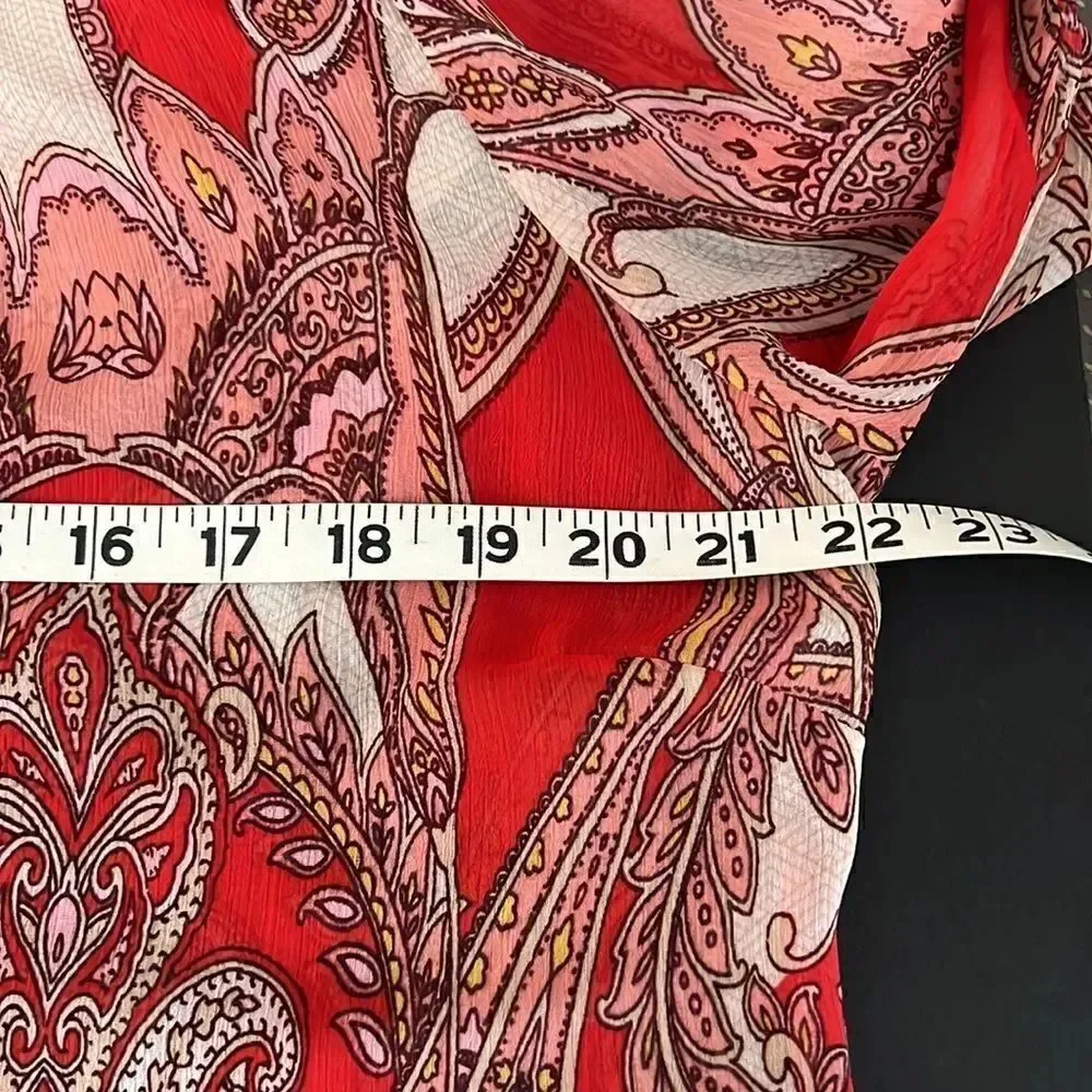 NWT Rose & Olive Boho Style Paisley Print Top Blouse with Tassels